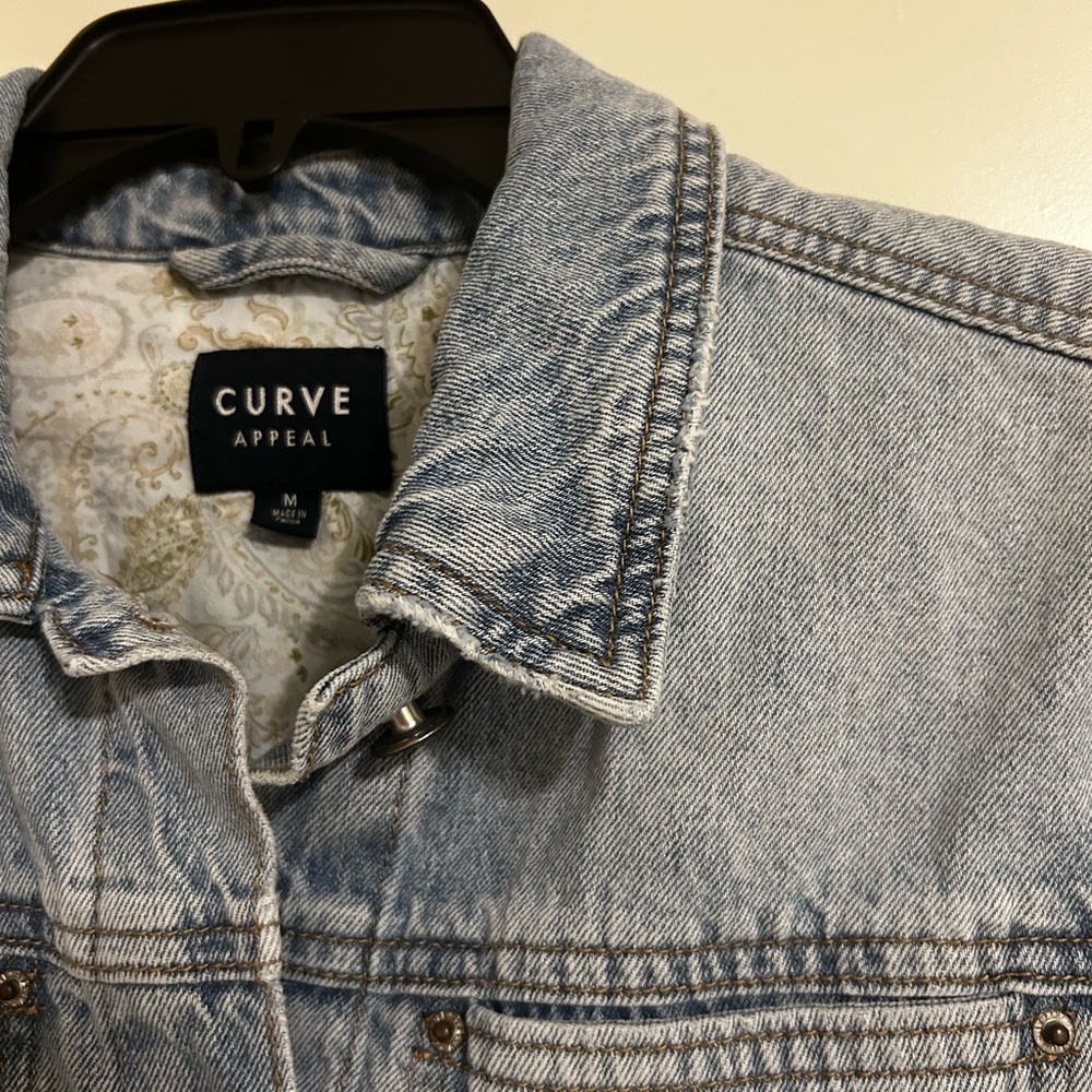 Curve Light Blue Jean Jacket for Women